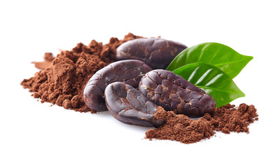 Cacao beans with powder