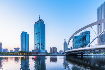 Fototapeta na wymiar skyline of Tianjin financial district