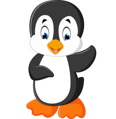 Cute penguin cartoon waving