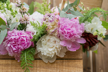 Bouquet of flowers. Peony.