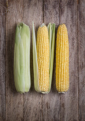  corn on wood table