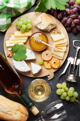 Wine, grape, cheese and honey