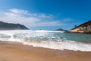 Fototapeta na wymiar Empty tropical Grumari beach near Rio de Janeiro city