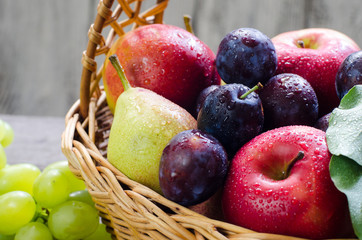 Basket of fresh organic fruits