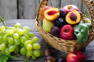 Basket of fresh organic fruits