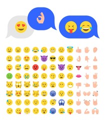 Flat style emoticon set