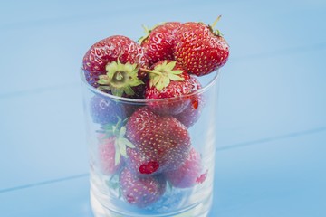 Fresh strawberry in glass