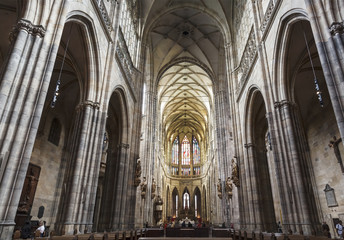 Fototapeta premium Interior of the St. Vitus Cathedral, Prague, Czech Republic