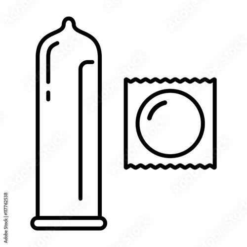 Download "black line latex condom and package icon on white ...