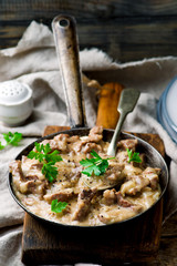 beef stroganoff from veal