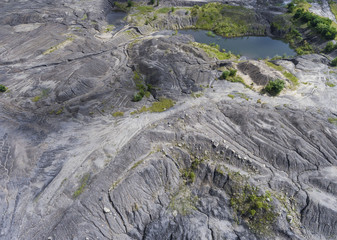 Degraded landscape old coal mine in south of Poland. Destroyed l