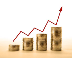 stacks of coins with diagram