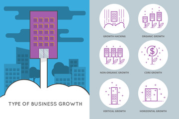 Flat Line Vector Infographic about Business Growth for web graphics.