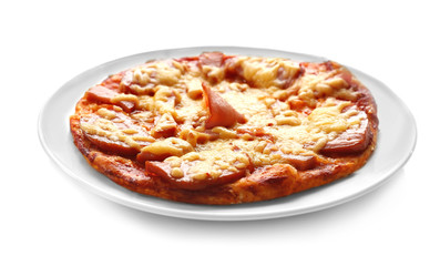 Tasty pizza, isolated on white