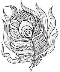 Hand drawn ink pattern. Coloring book for adult
