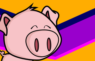 Obraz premium funny little pig cartoon expressions in vector format