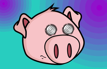 funny little pig cartoon expressions in vector format