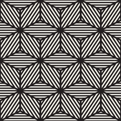 Vector Seamless Black And White Cube Lines Grid Pattern