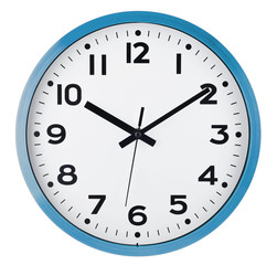 Wall clock isolated on white. Ten past ten.