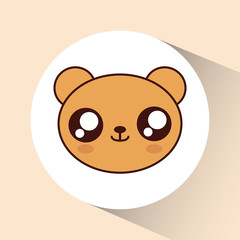 Cute animal design represented by kawaii bear icon over circle. Colorfull and flat illustration. 