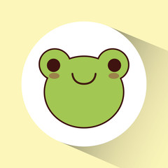 Cute animal design represented by kawaii frog icon over circle. Colorfull and flat illustration. 