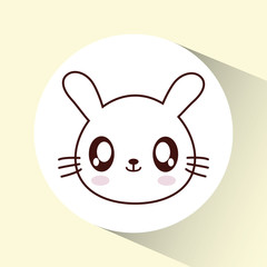 Cute animal design represented by kawaii rabbit icon over circle. Colorfull and flat illustration. 