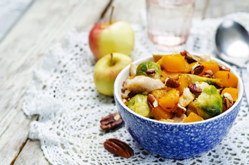 Brussels sprouts pumpkin apple chicken stew