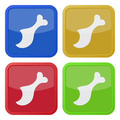 Fototapeta premium set of four square icons with gnawed chicken leg