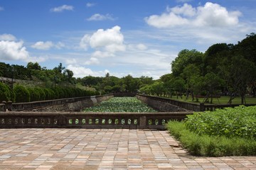 Fototapeta na wymiar Gardens in Citadel, Hue, Central Vietnam.