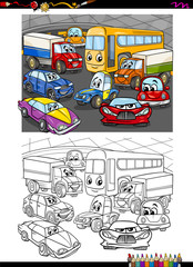 Obraz na płótnie Canvas cars group coloring book