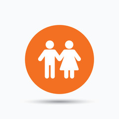 Fototapeta premium Couple icon. Traditional young family sign.