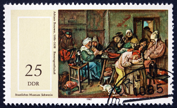Postage stamp Germany 1982 Farmers Company, by Adriaen Brouwer