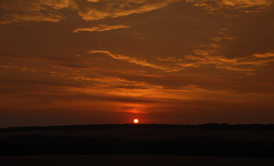 Red orange sunrise in Palava area