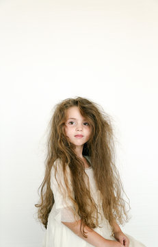 little girl with long hair