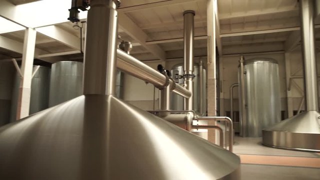 Modern brewing production - metal beer tanks