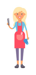 Housewife girl illustration.