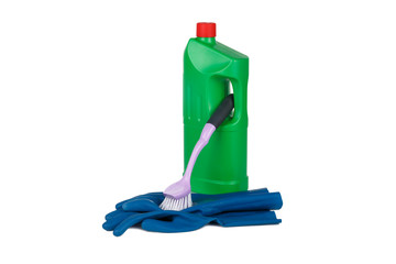 Detergent, Brush and Rubber Glove