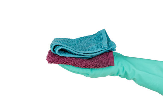 Hand With Glove Holding Towel