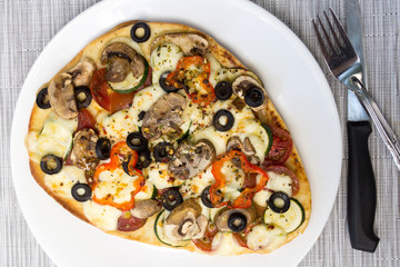 homemade pizza on naan bread