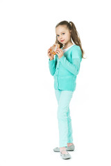 girl eating sweet rolls, facial expression, emotion