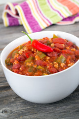 pork chili con carne bowl