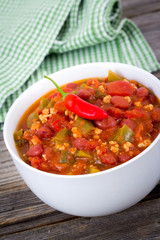 pork chili con carne bowl
