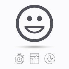 Happy smile icon. Smiley laugh emoticon sign.