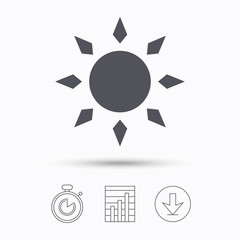 Sun icon. Sunny weather sign.