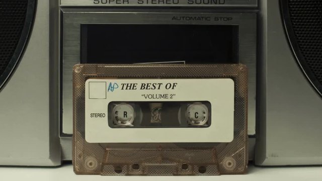 cassettes infront of a retro ghettoblaster