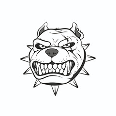 Vector illustration angry pitbull, on a white background