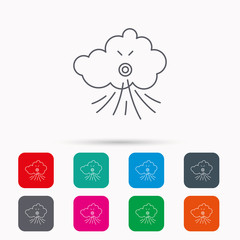 Wind icon. Cloud with storm sign.