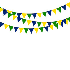 Obraz premium Festive boxes of color flag of Brazil on White Background. Vecto