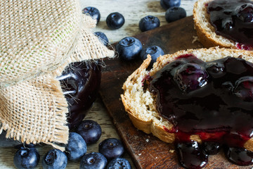 sandwich with blueberry jam