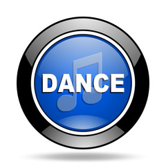 dance music blue glossy icon